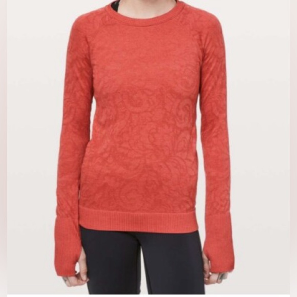 Lululemon Rest Less orange long sleeve